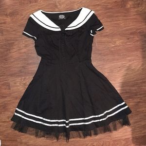 Hearts & Roses Black Sailor Mini Dress
